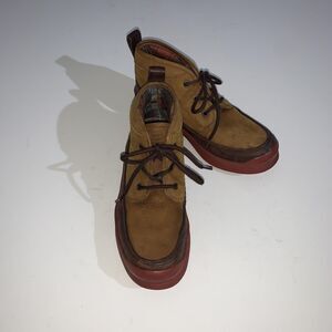 Cole Haan Boots Womens Sz 7 Brown Chukka Moc Toe Suede Leather Plaid F8248